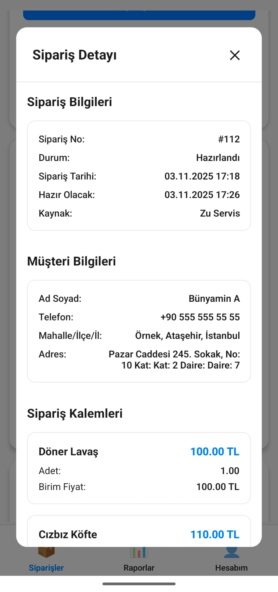 ZU Kurye Teslimat Detayı ve Harita